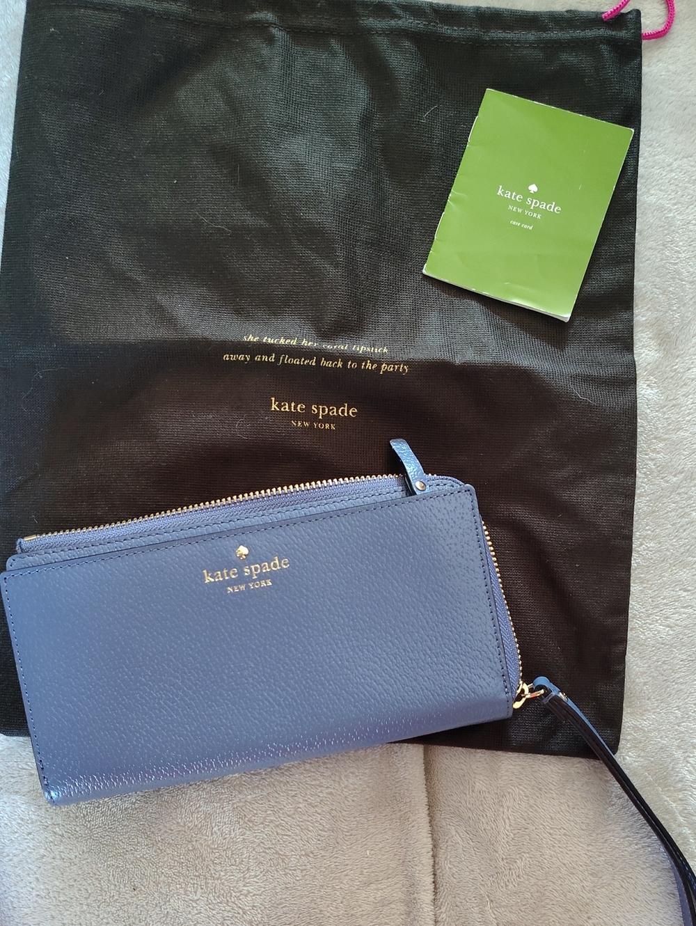 kate spade Lavender Blue Leather Zip Wallet with Wristlet
